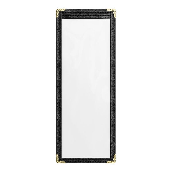 Choice 4 1/4" x 11" Black 2-View Single Pocket Menu Cover