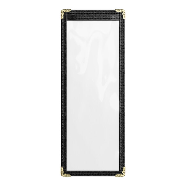 Choice 4 1/4" x 11" Black 2-View Single Pocket Menu Cover