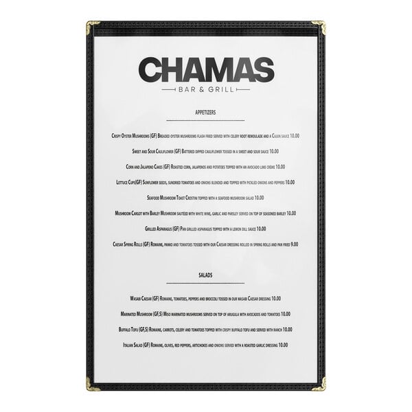 Choice 11" x 17" Black 2-View Single Pocket Menu Cover