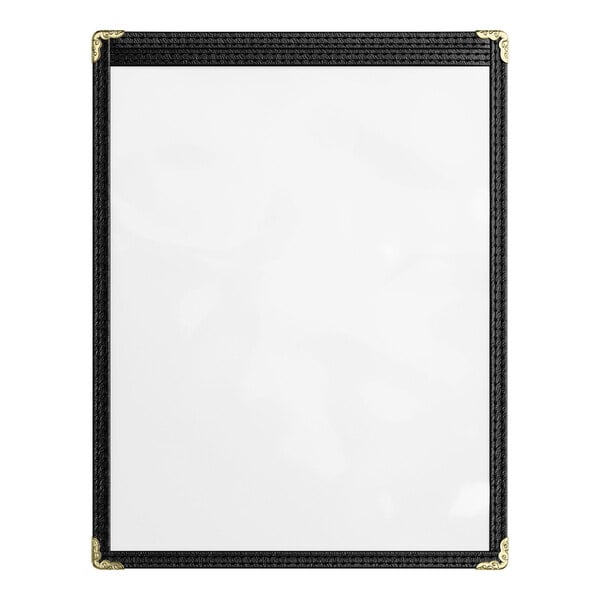 Choice 8 1/2" x 11" Black 2-View Single Pocket Menu Cover