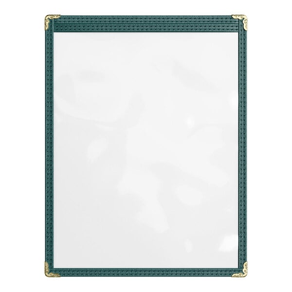 Choice 8 1/2" x 11" Green 2-View Single Pocket Menu Cover