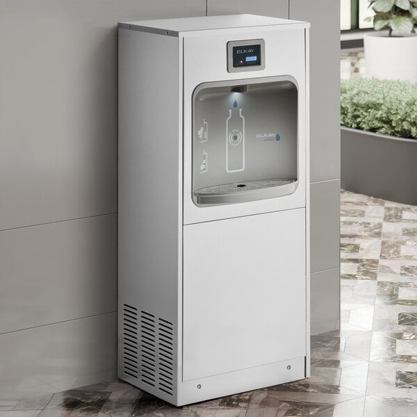 Zurn Elkay DSSBF8S ezH20 8 GPH Stainless Steel Freestanding Hands-Free Filtered Bottle Filling Station - Chilled