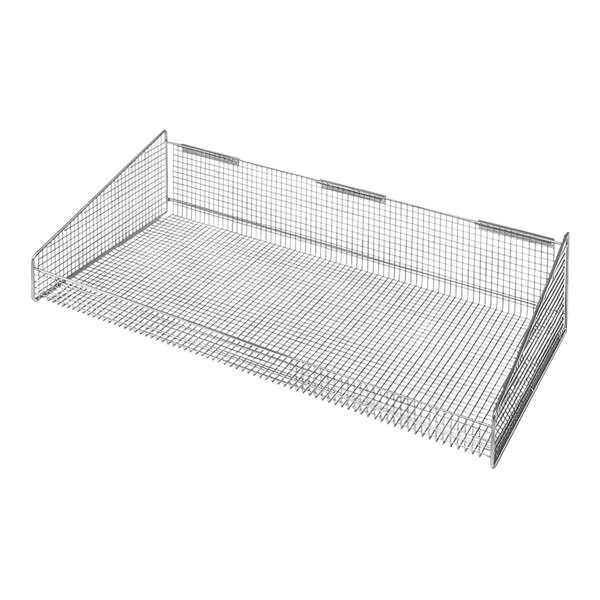 A close-up of a Quantum wire mesh basket.