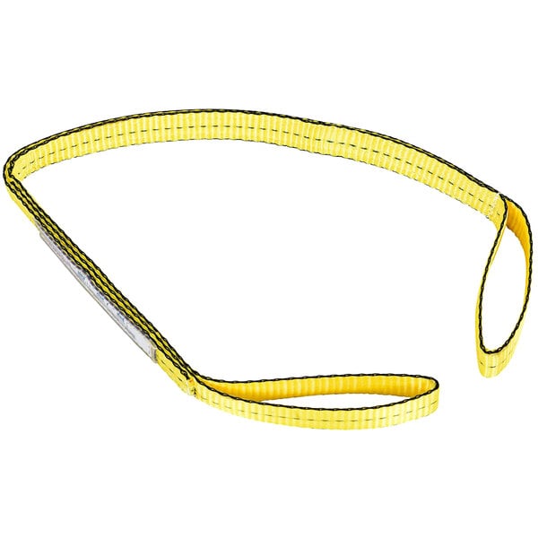 A yellow strap with black thread.
