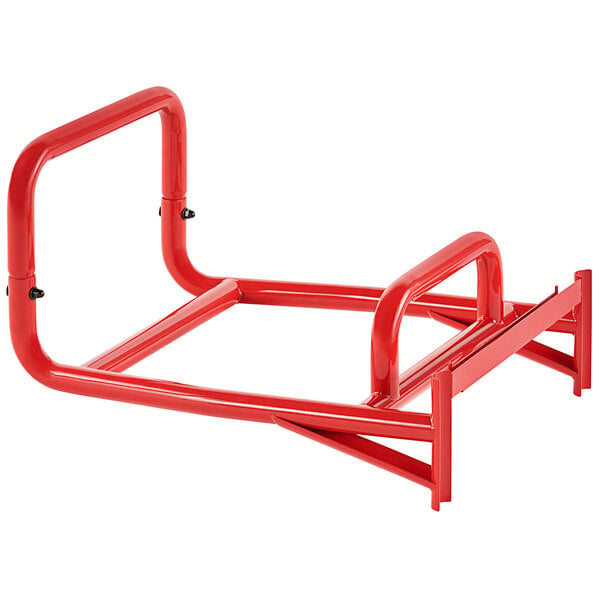 A red Rubbermaid stock picking cart frame with a handle.