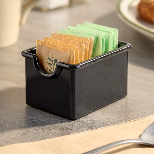Choice 3 1/4" x 2 1/2" Black Plastic Sugar Caddy