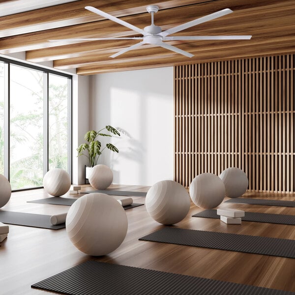 Canarm FANBOS 96" White Variable Speed Industrial Indoor Ceiling Fan CP96WH - 16729 CFM, 105 RPM, 120V, 1 Phase