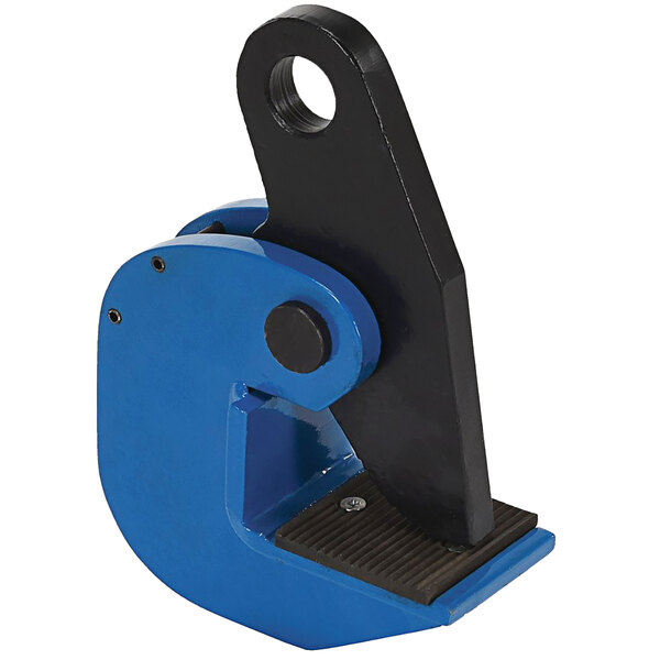 A blue and black steel Vestil horizontal plate clamp.