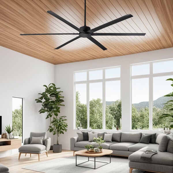 Canarm FANBOS 96" Black Variable Speed Industrial Indoor Ceiling Fan CP96BK - 16729 CFM, 105 RPM, 120V, 1 Phase