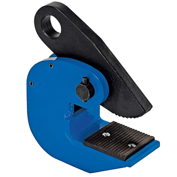 A blue and black steel Vestil horizontal plate clamp.