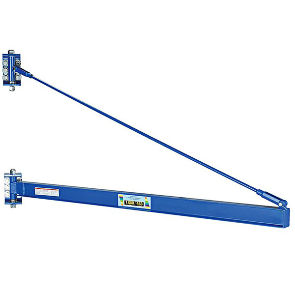 A blue steel rectangular beam with a long pole.
