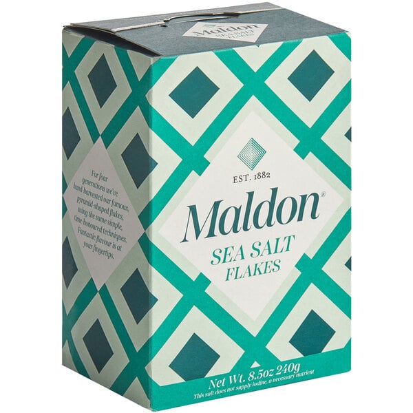 A white box of 12 Maldon Sea Salt Flakes.