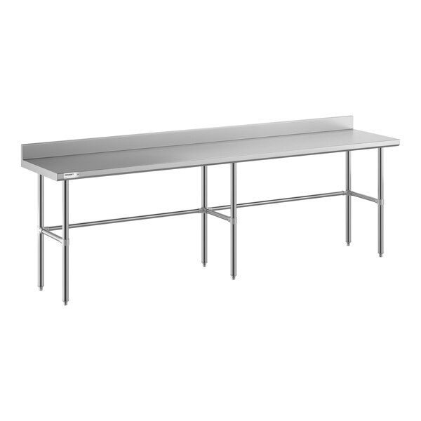 Regency Spec Line Easy Attach 24" x 108" 14-Gauge Stainless Steel Commercial Open Base Work Table with 4" Backsplash