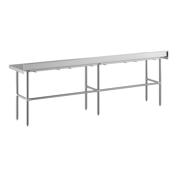 Regency Spec Line Easy Attach 24" x 108" 14-Gauge Stainless Steel Commercial Open Base Work Table with 4" Backsplash