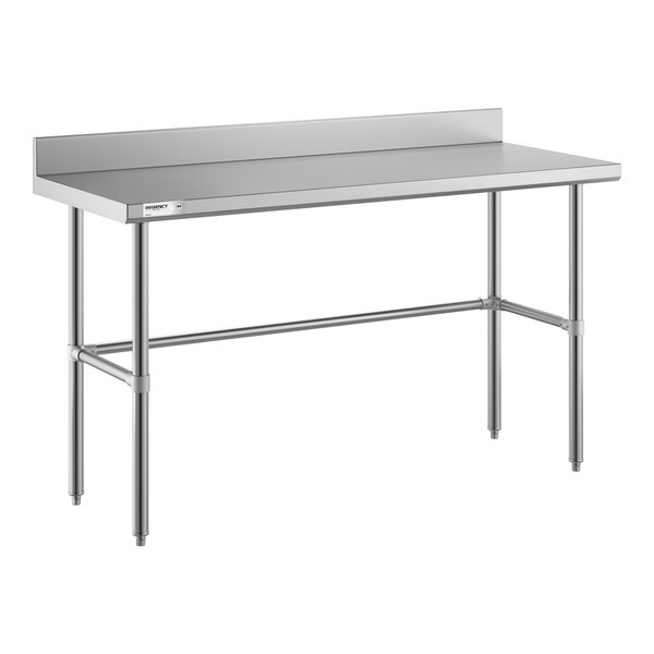 Regency Spec Line Easy Attach 24" x 60" 14-Gauge Stainless Steel Commercial Open Base Work Table with 4" Backsplash