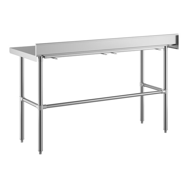 Regency Spec Line Easy Attach 24" x 60" 14-Gauge Stainless Steel Commercial Open Base Work Table with 4" Backsplash