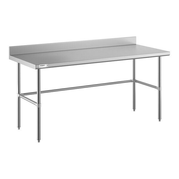 Regency Spec Line Easy Attach 30" x 72" 14-Gauge Stainless Steel Commercial Open Base Work Table with 4" Backsplash