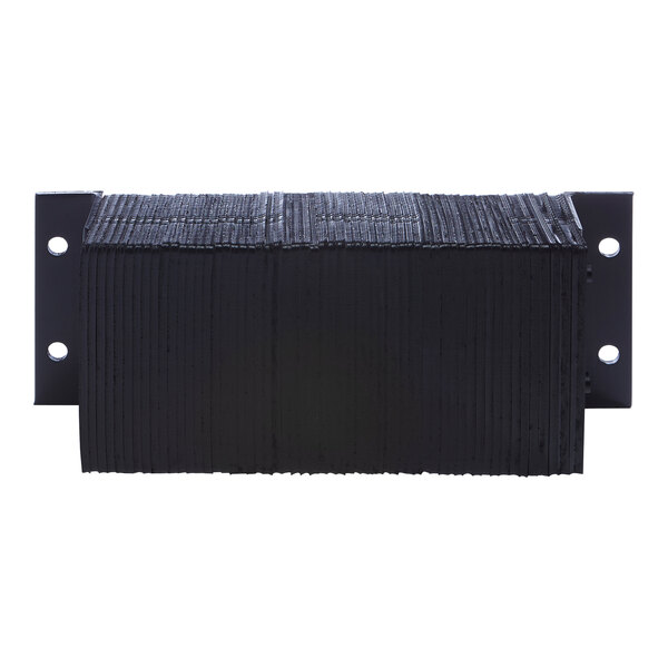 A black rectangular Ideal Warehouse dock bumper with metal plates on each end.