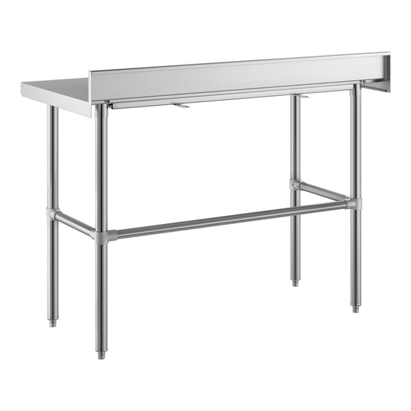 Regency Spec Line Easy Attach 24" x 48" 14-Gauge Stainless Steel Commercial Open Base Work Table with 4" Backsplash