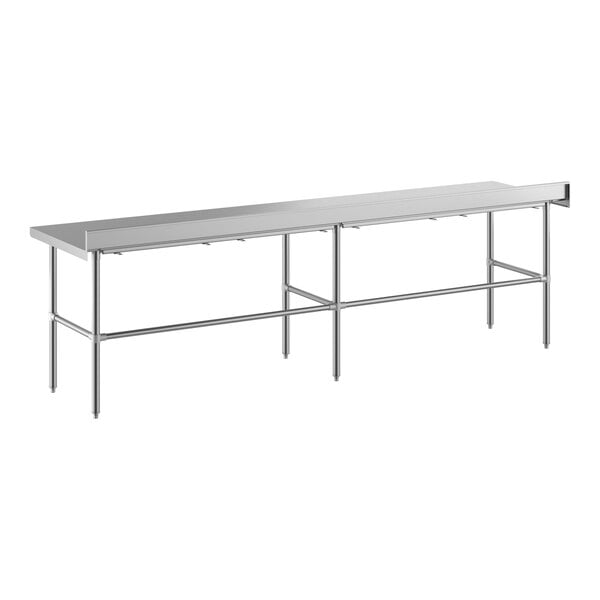 Regency Spec Line Easy Attach 30" x 120" 14-Gauge Stainless Steel Commercial Open Base Work Table with 4" Backsplash
