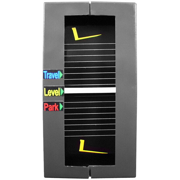 A yellow rectangular sign with black and white text that says "Travel and Park"