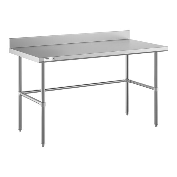 Regency Spec Line Easy Attach 30" x 60" 14-Gauge Stainless Steel Commercial Open Base Work Table with 4" Backsplash