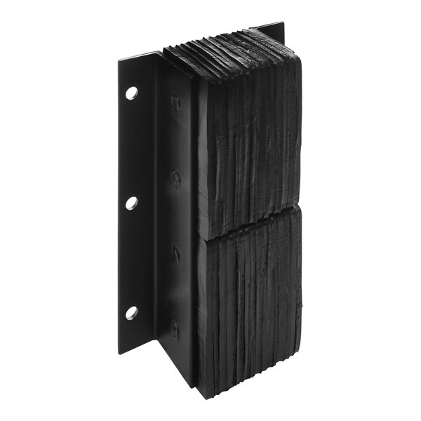 A black metal Ideal Warehouse vertical dock bumper with holes.