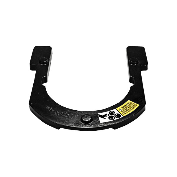 A black metal Onfloor concrete floor machine weight with a yellow label.