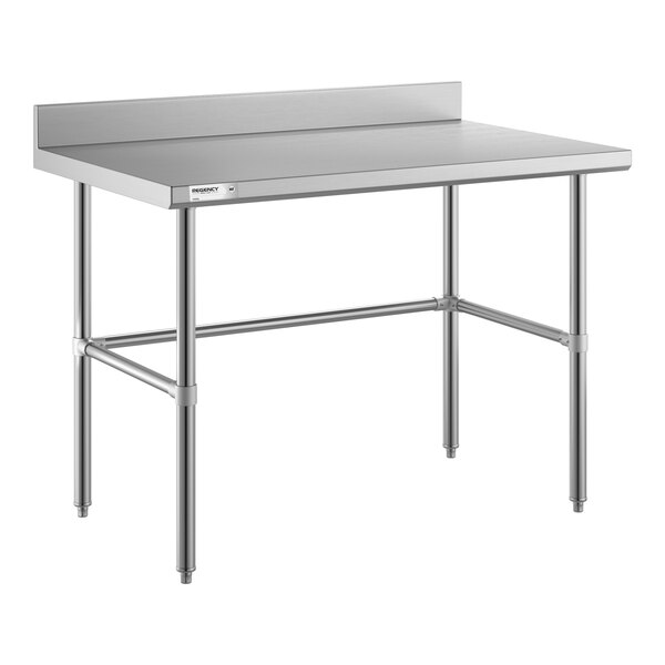 Regency Spec Line Easy Attach 30" x 48" 14-Gauge Stainless Steel Commercial Open Base Work Table with 4" Backsplash