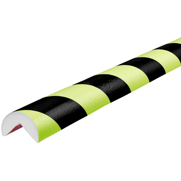 A yellow and black striped object.