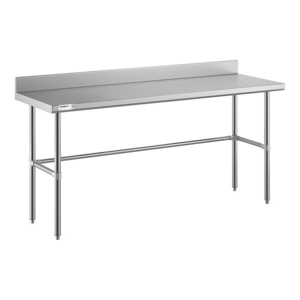 Regency Spec Line Easy Attach 24" x 72" 14-Gauge Stainless Steel Commercial Open Base Work Table with 4" Backsplash
