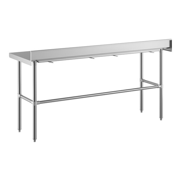 Regency Spec Line Easy Attach 24" x 72" 14-Gauge Stainless Steel Commercial Open Base Work Table with 4" Backsplash