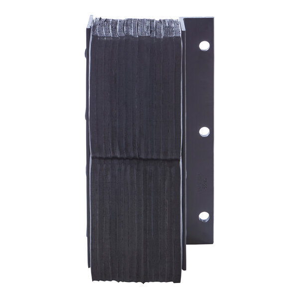 A vertical laminated dock bumper with a flat side, measuring 20 inches by 4 inches by 11 inches.