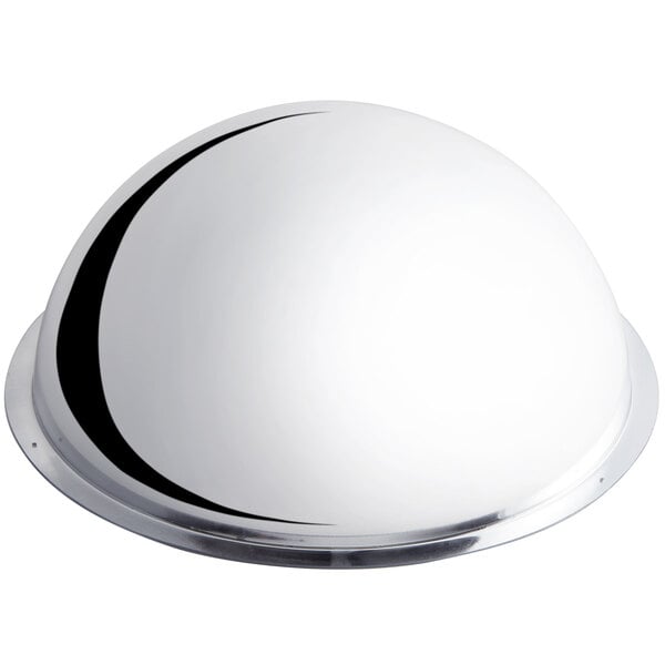 A silver circle with a white background.