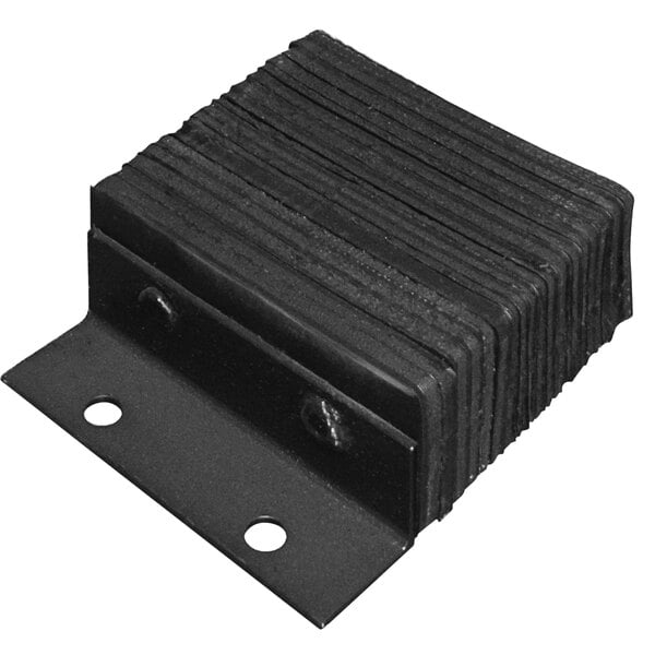 A black Ideal Warehouse laminated dock bumper pad with two holes.