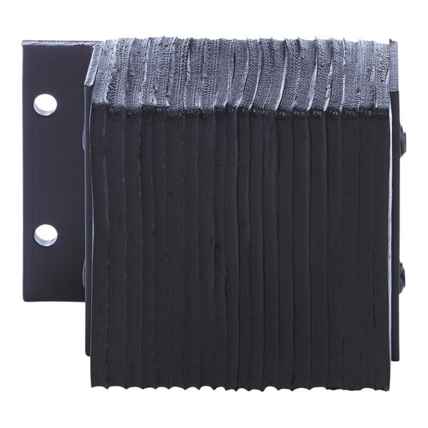 A horizontal laminated dock bumper with a flat side, measuring 10 inches by 4 inches by 14 inches.