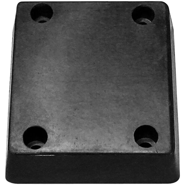 A black rectangular object with holes.