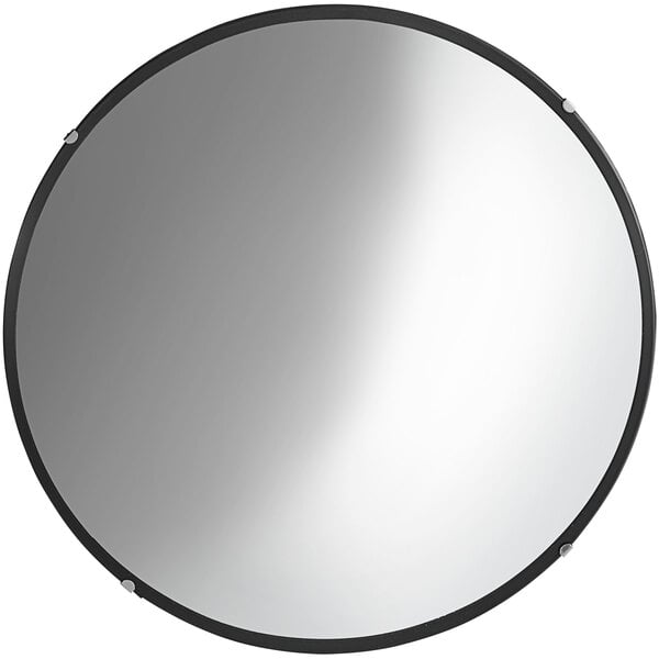 An 18" round convex mirror with a black frame.