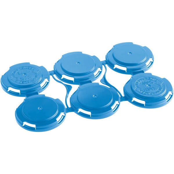 A powder blue PakTech plastic can carrier with six circles.