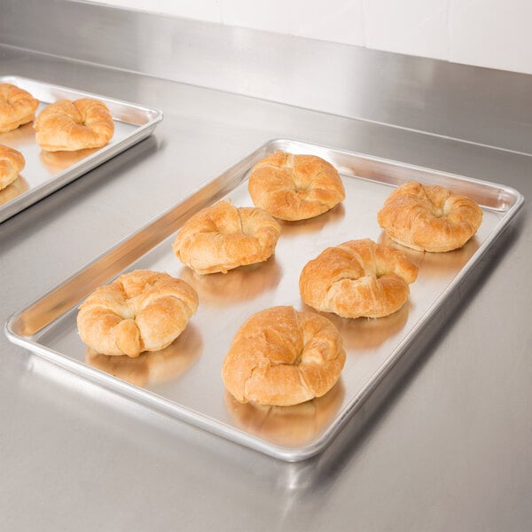 Choice Half Size 19 Gauge 13 x 18 Wire in Rim Aluminum Sheet Pan with  Half Size 12 x 16 Footed Cooling Rack