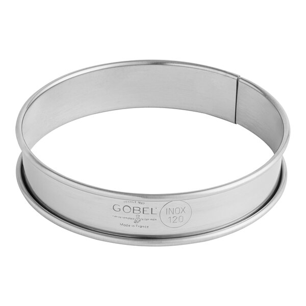 Gobel 4 3/4" x 1" Round Rolled Edge Stainless Steel Deep Tart Ring 834941