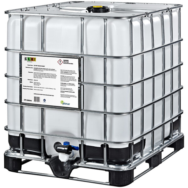 A large white CLR Pro heavy-duty cleaner and degreaser container with a black lid and handle.