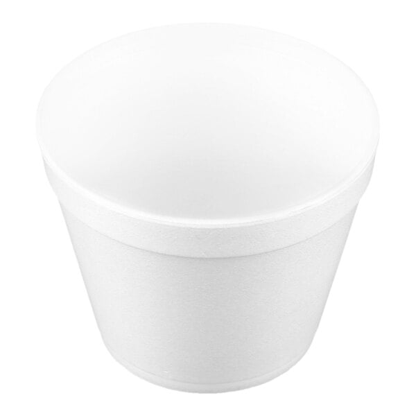 A white 24 oz. foam container.