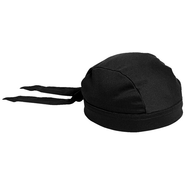 A black Uncommon Chef skull cap with black ties.