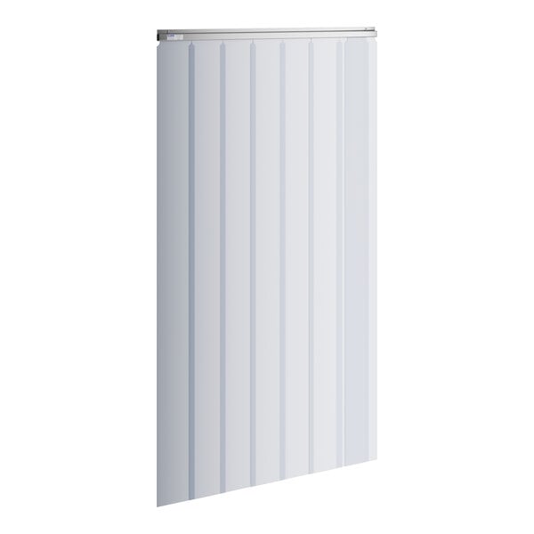 A white Kason strip curtain with vertical lines.
