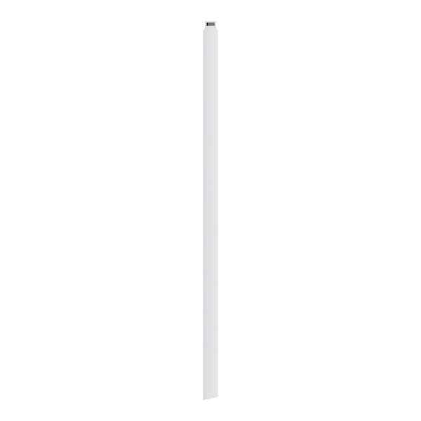 A white rectangular strip curtain with a black tip.