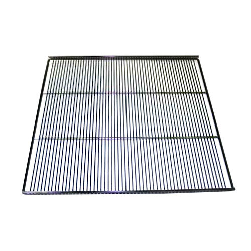 A chrome wire shelf with a narrow gap.
