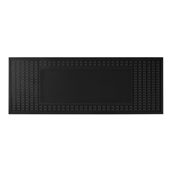 A black rectangular M+A Matting bar mat with a rectangle in the middle.
