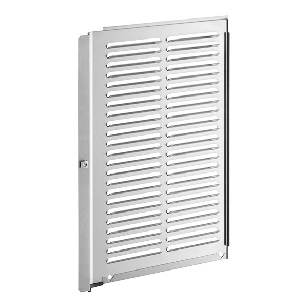 A white metal Narvon right side panel vent with a grille.