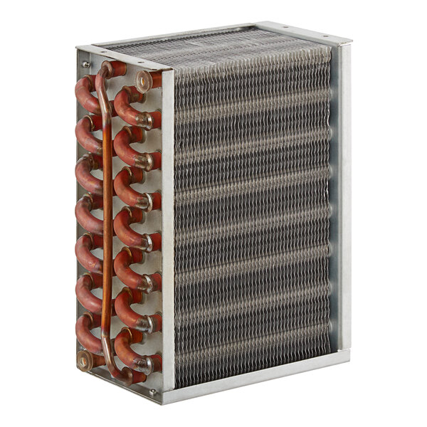 A Narvon condenser with copper coils and red and silver pipes.